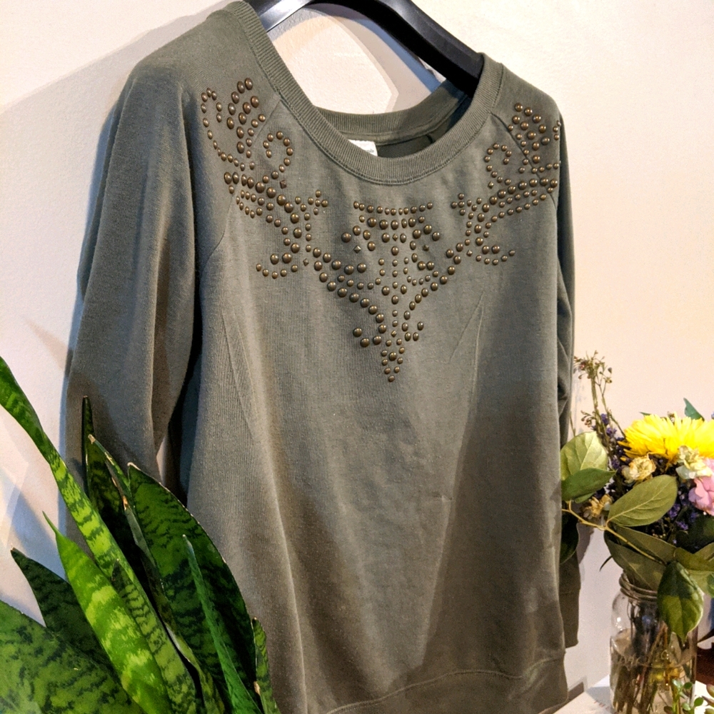 10/$15 - Olive Green Dynamite Crewneck Sweater